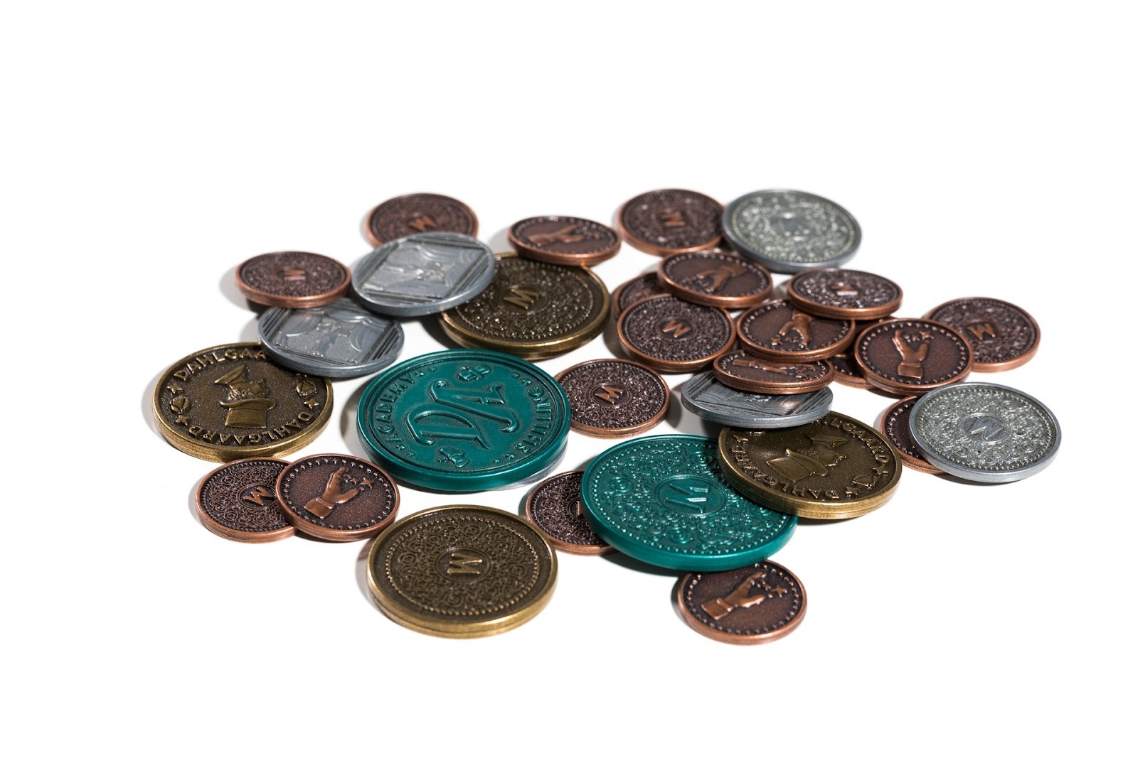 Board game components, metal coins