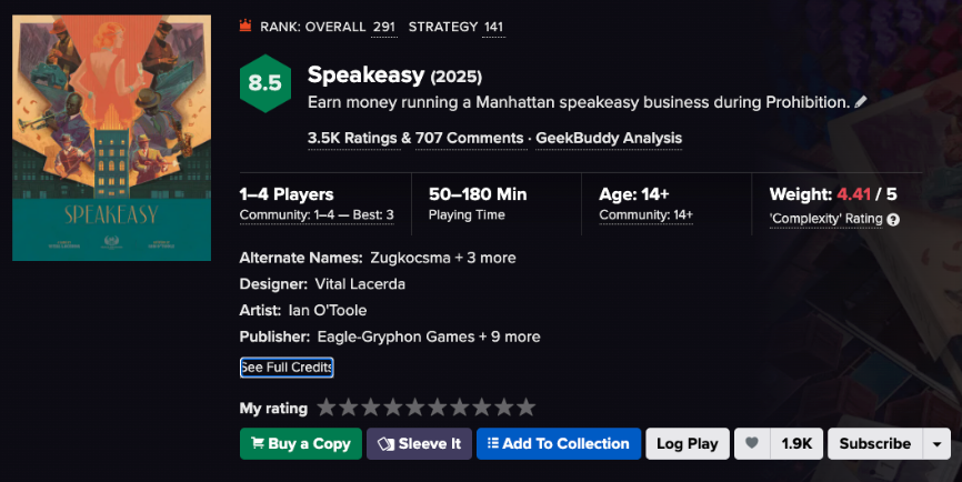 Speakeasy board game artwork insipration